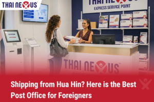 A woman in Thai nexus post office sending a package internationally.