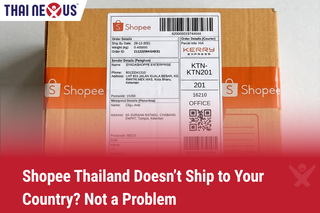 Parcel from Shopee being sent to Thai Nexus international forwarding service that ships all over the world